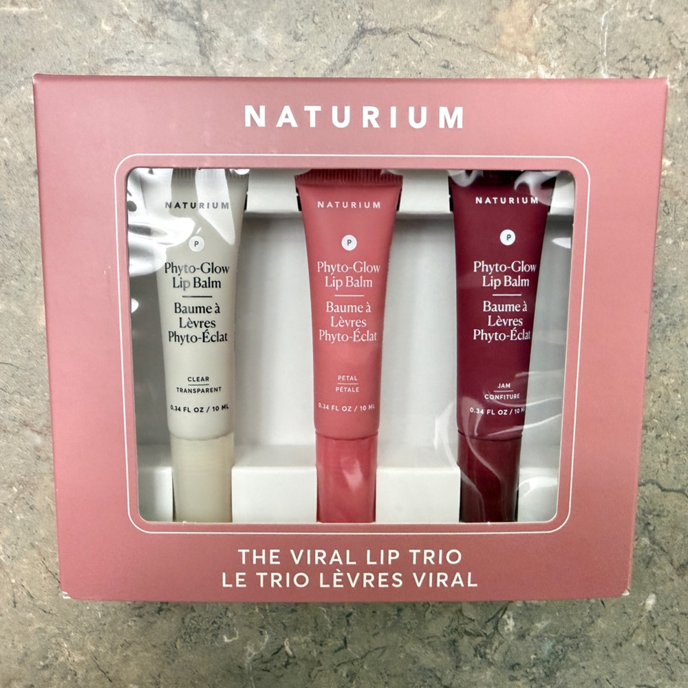 Naturium Phyto-Glow Lip Balm Trio - Clear, Pink, Red